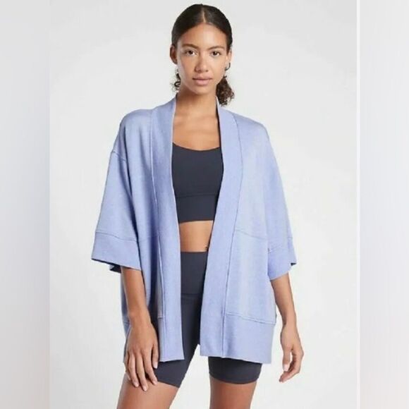 Athleta lotus wrap open front cardigan oversized blue 1x/2x new modal soft - Picture 1 of 10